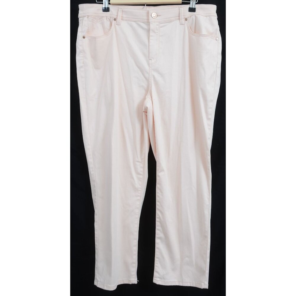 Chico's Pink‎ Cropped Stretch Denim 5 Pocket Jeans Size 12 (2) Cotton